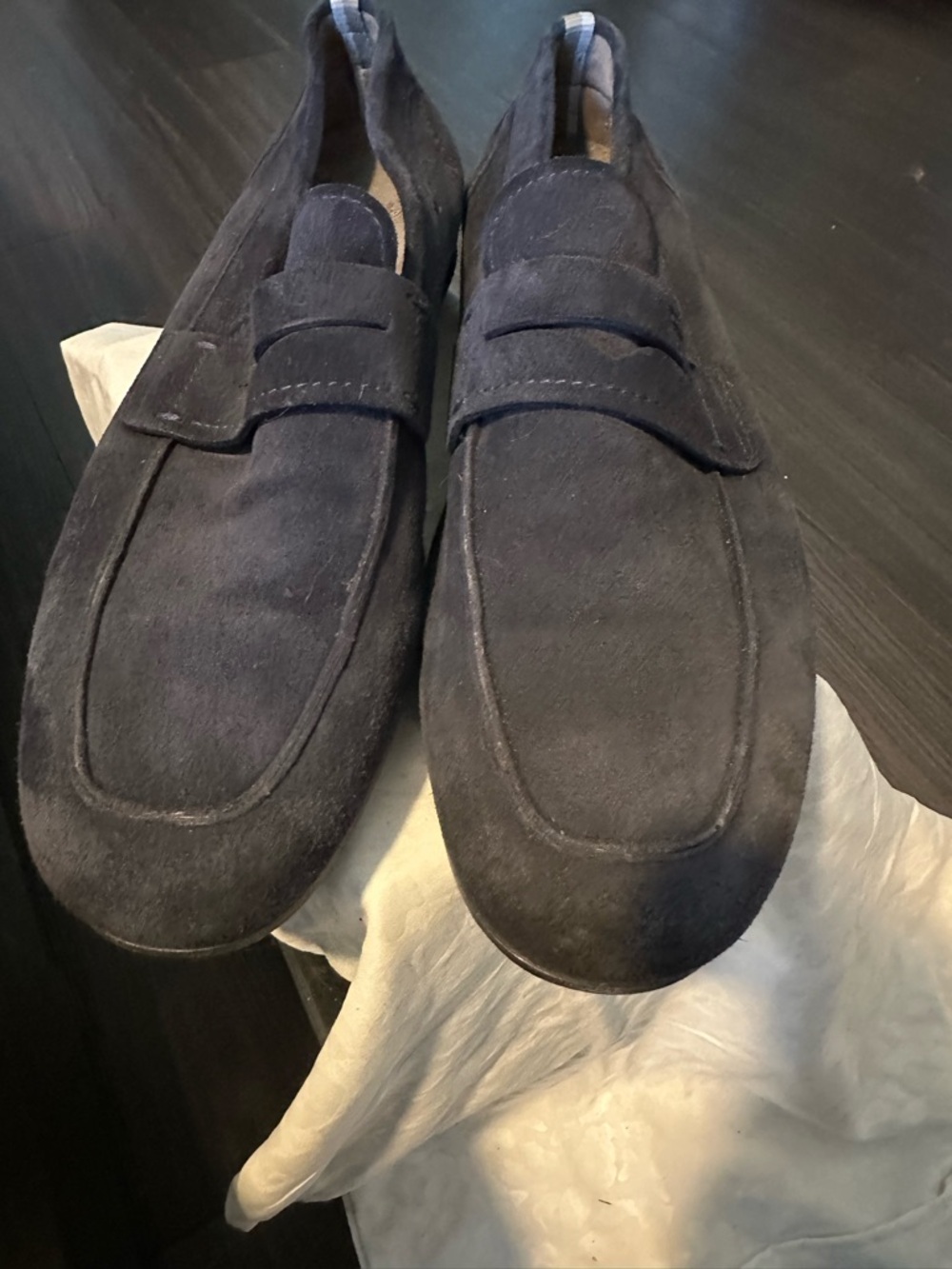 Ferragamo Navy 11.5 Driving Loafers Suede Italian luxury